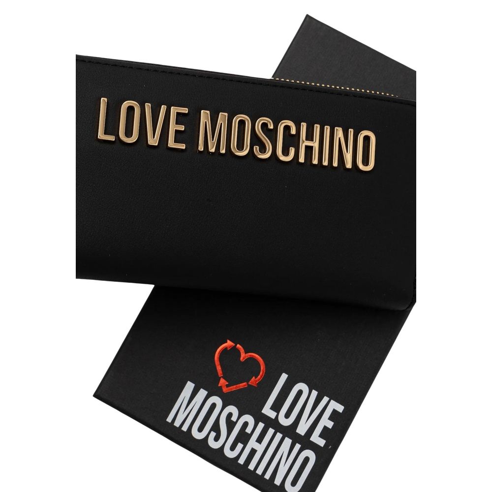 Love Moschino Schwarzes Portemonnaie aus Polyethylen