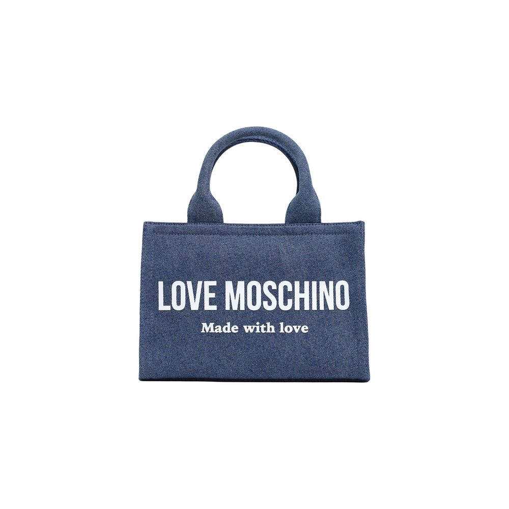 Love Moschino Blaue Baumwoll-Handtasche