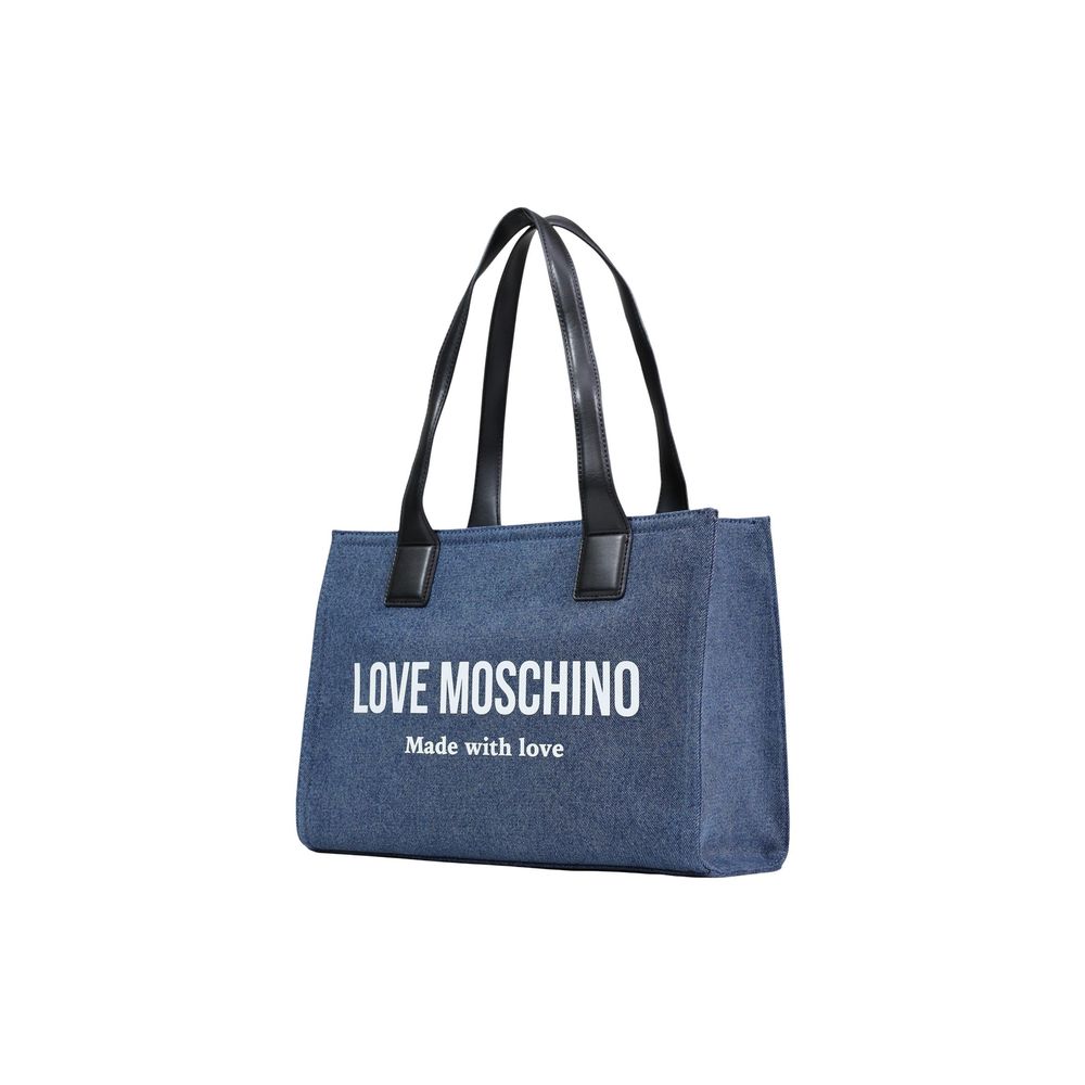 Love Moschino Blaue Baumwoll-Handtasche