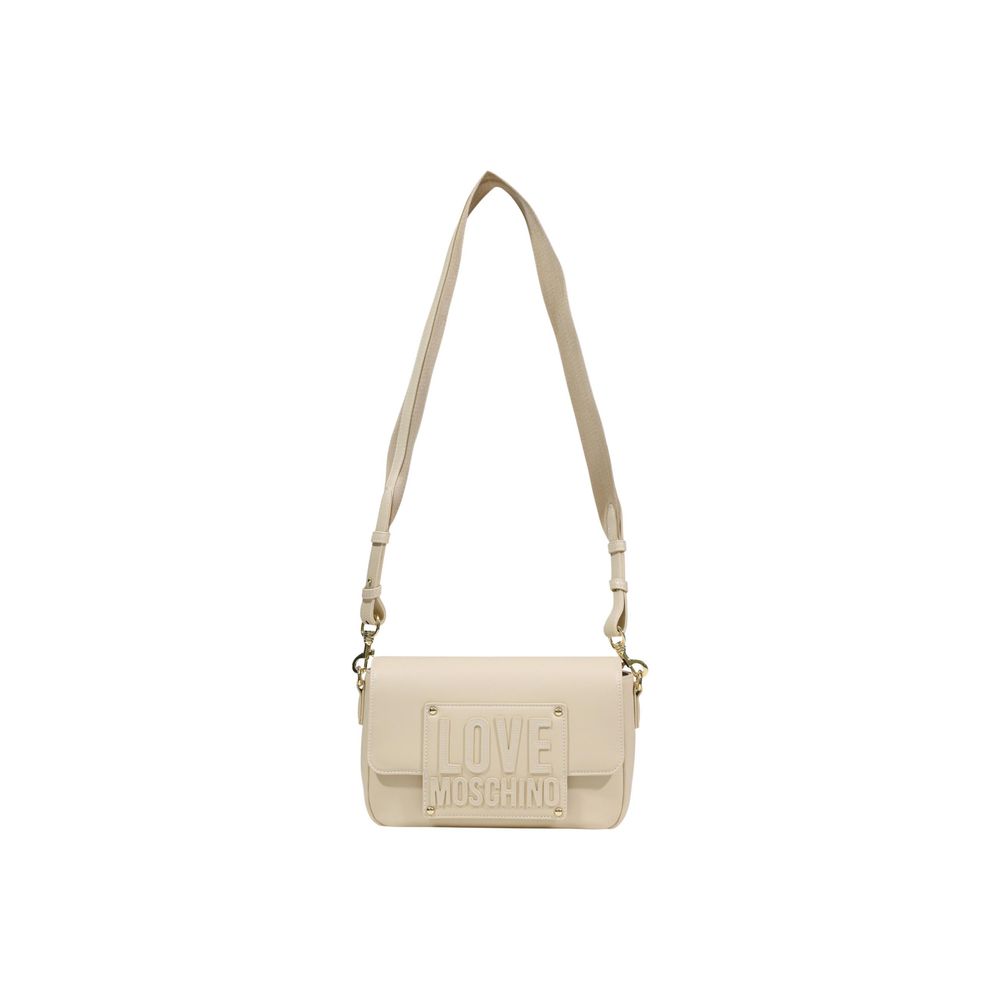 Love Moschino Cremefarbene Handtasche aus Polyethylen