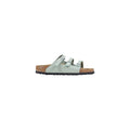 Birkenstock Grüne Ledersandalen mit flachem Absatz