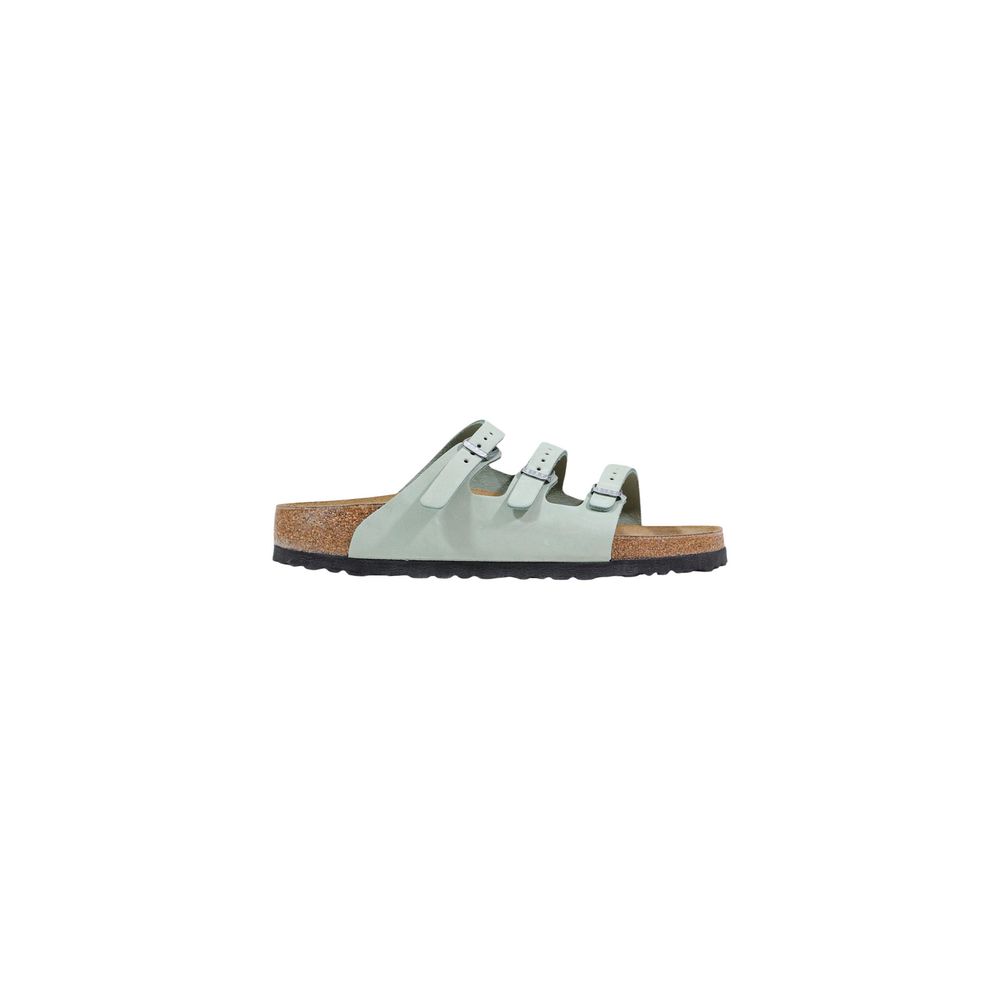 Birkenstock Grüne Ledersandalen mit flachem Absatz