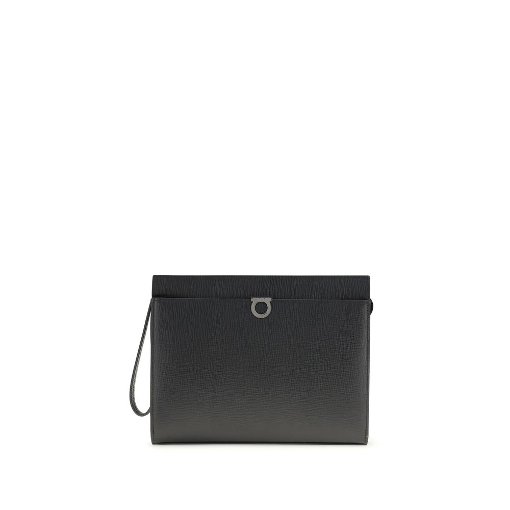 Ferragamo Schwarze Kalbsleder Bos Taurus Accessoire