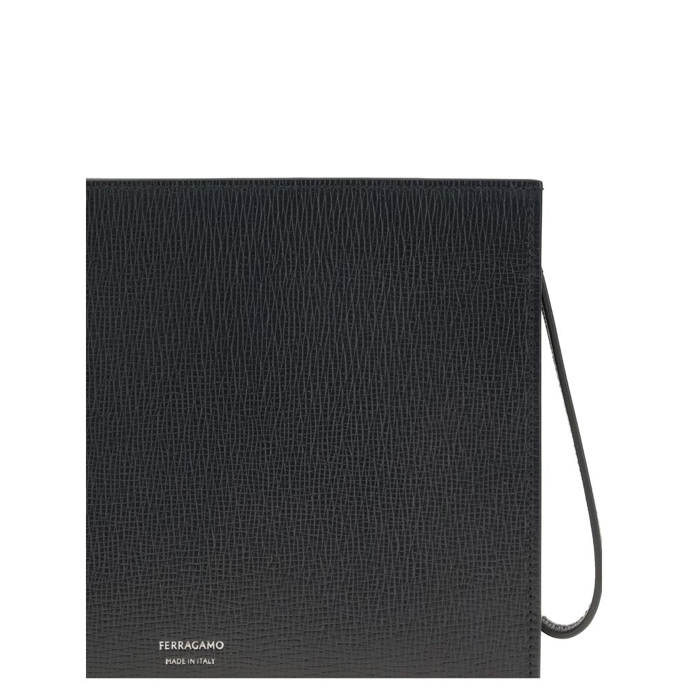 Ferragamo Schwarze Kalbsleder Bos Taurus Accessoire