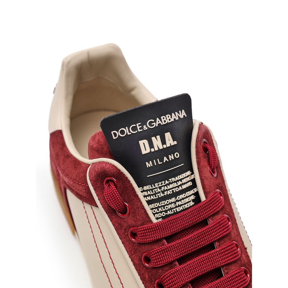 Dolce & Gabbana Weiße Leder Low-Top Sneaker