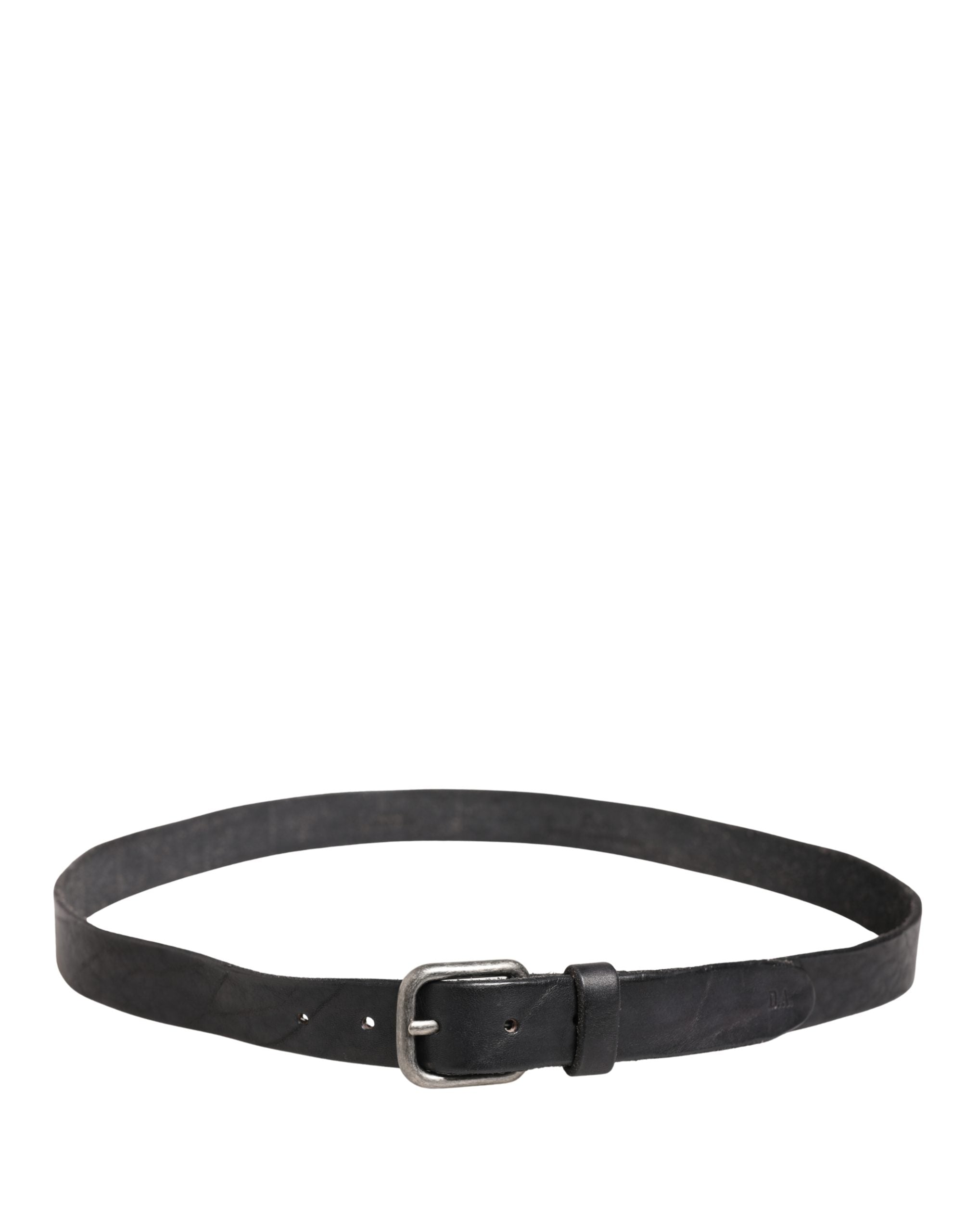 Daniele Alessandrini Men's Black Leather Belt with Metal Buckle