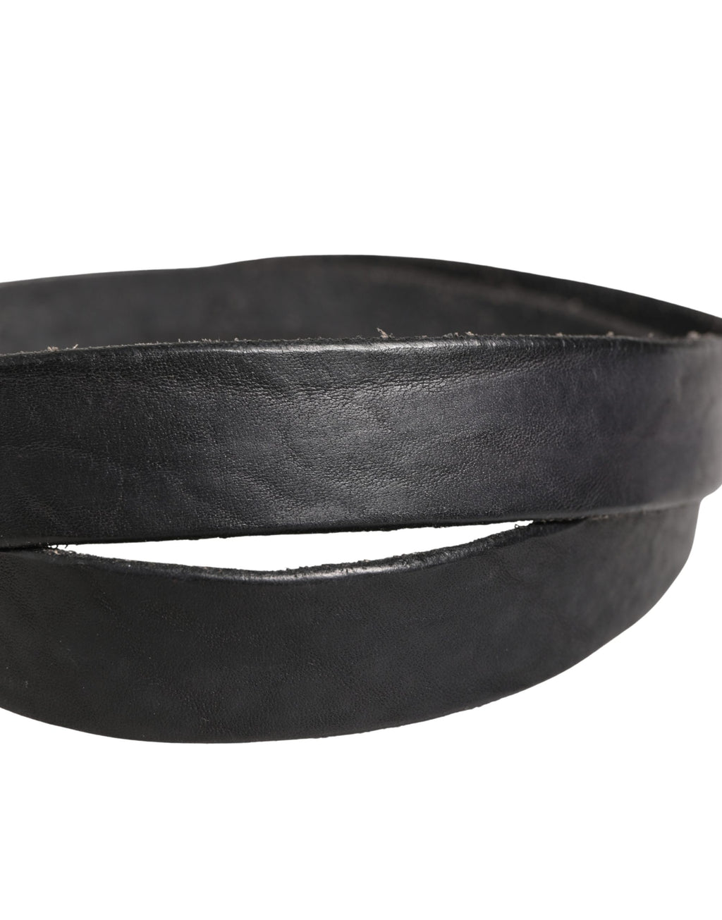 Daniele Alessandrini Men's Black Leather Belt with Metal Buckle