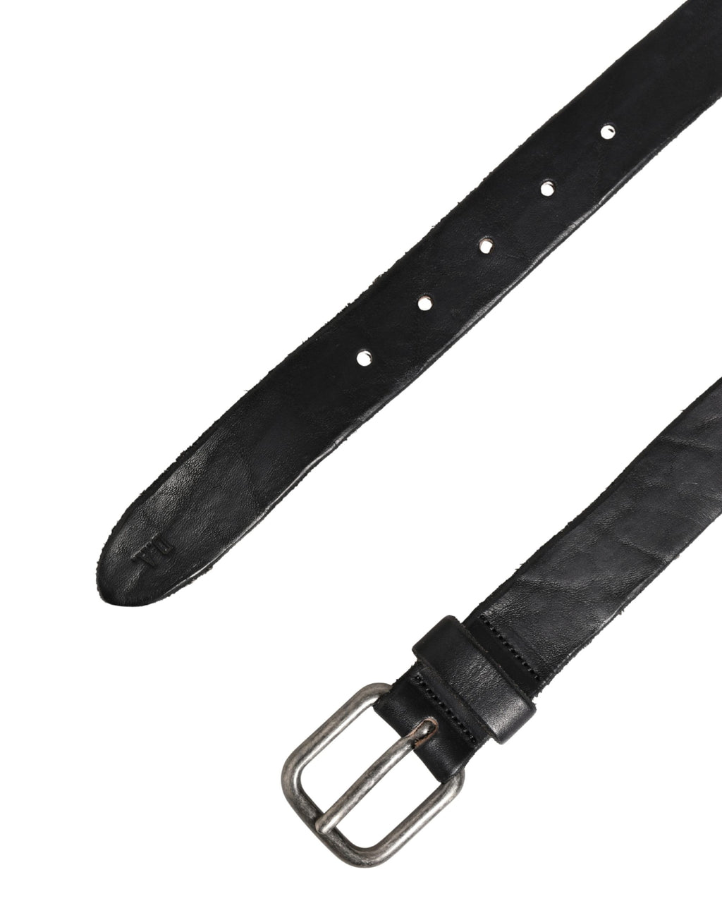 Daniele Alessandrini Men's Black Leather Belt with Metal Buckle
