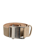 GF Ferre Men's Belt in Beige Canvas with Silver Metal Buckle