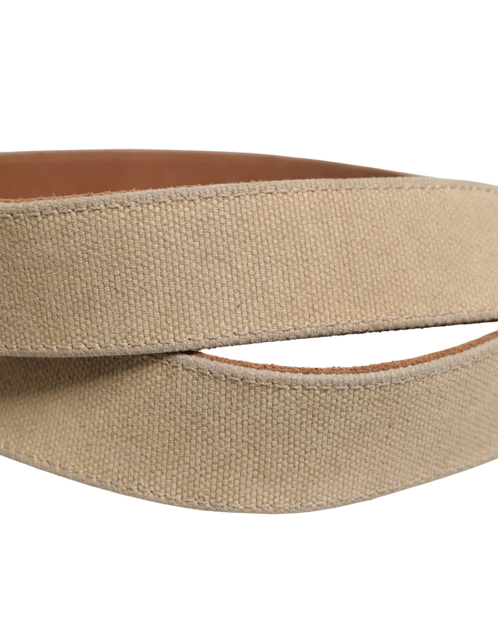 GF Ferre Men's Belt in Beige Canvas with Silver Metal Buckle