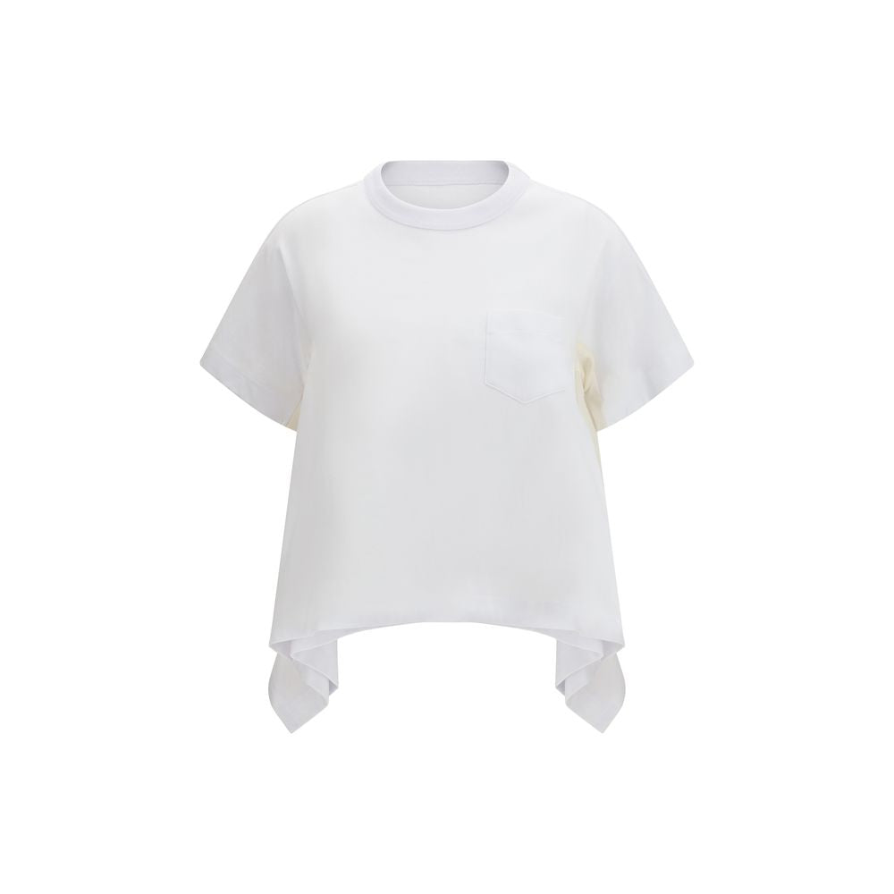 Sacai Weißes Baumwoll-T-Shirt