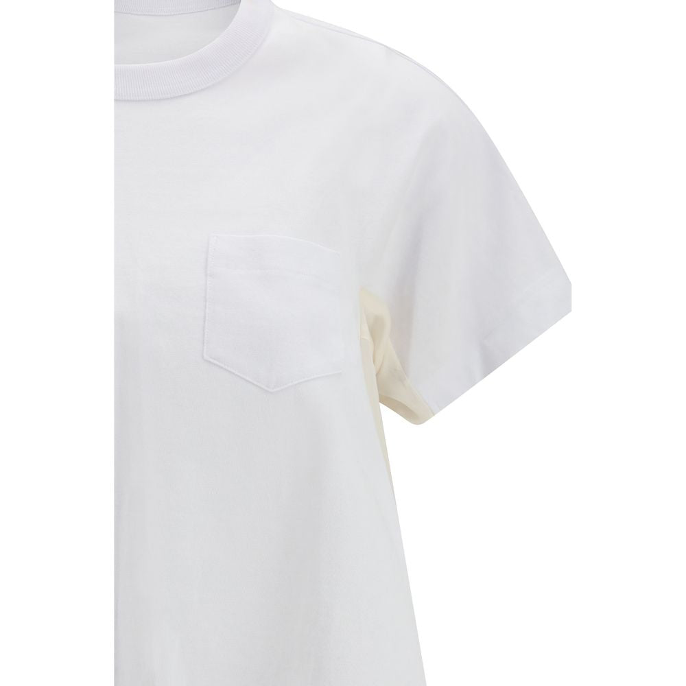 Sacai Weißes Baumwoll-T-Shirt