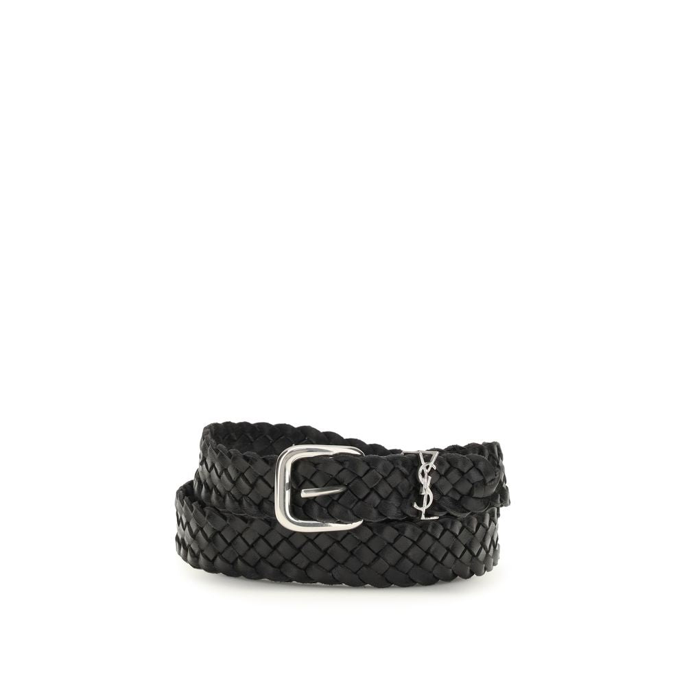 Saint Laurent Schwarzer Kalbsleder Bos Taurus Regular Gürtel
