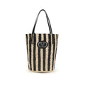 Valentino Garavani Schwarze Raffia-Eimer-Tasche