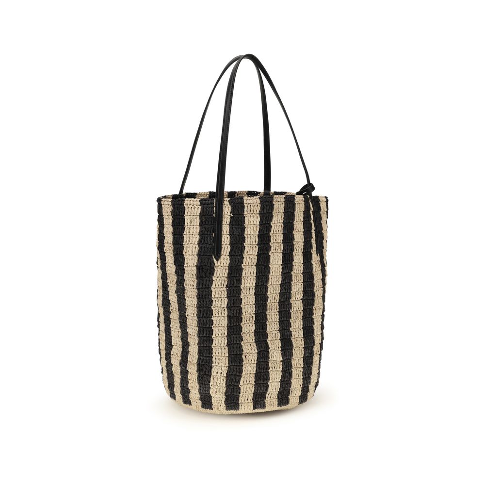 Valentino Garavani Schwarze Raffia-Eimer-Tasche