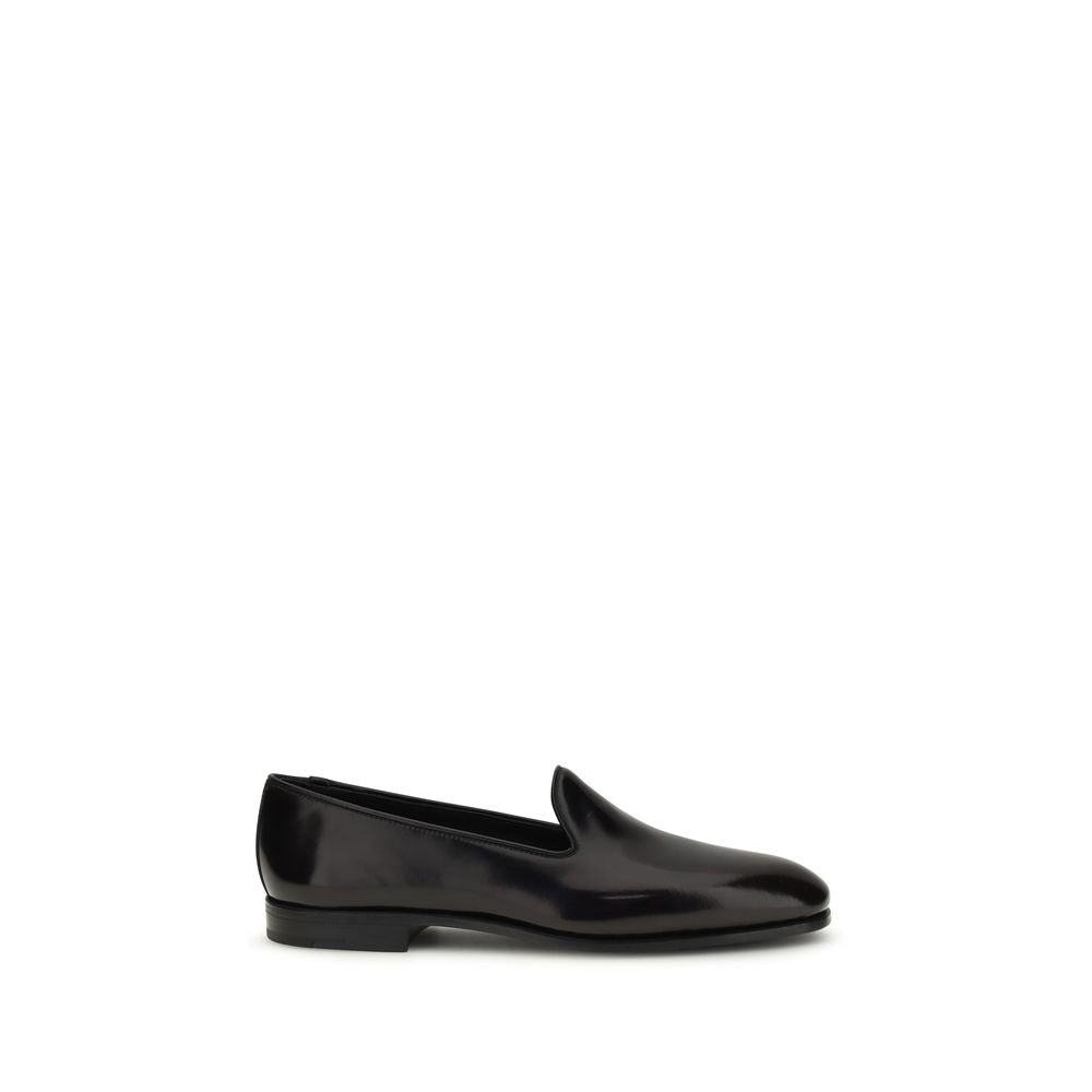 Church's Black Bos Taurus Calf Leather Slip-On Loafers