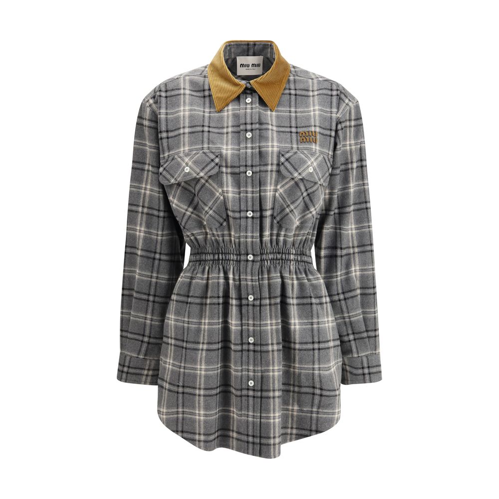 Miu Miu Grey Cotton Casual Dress