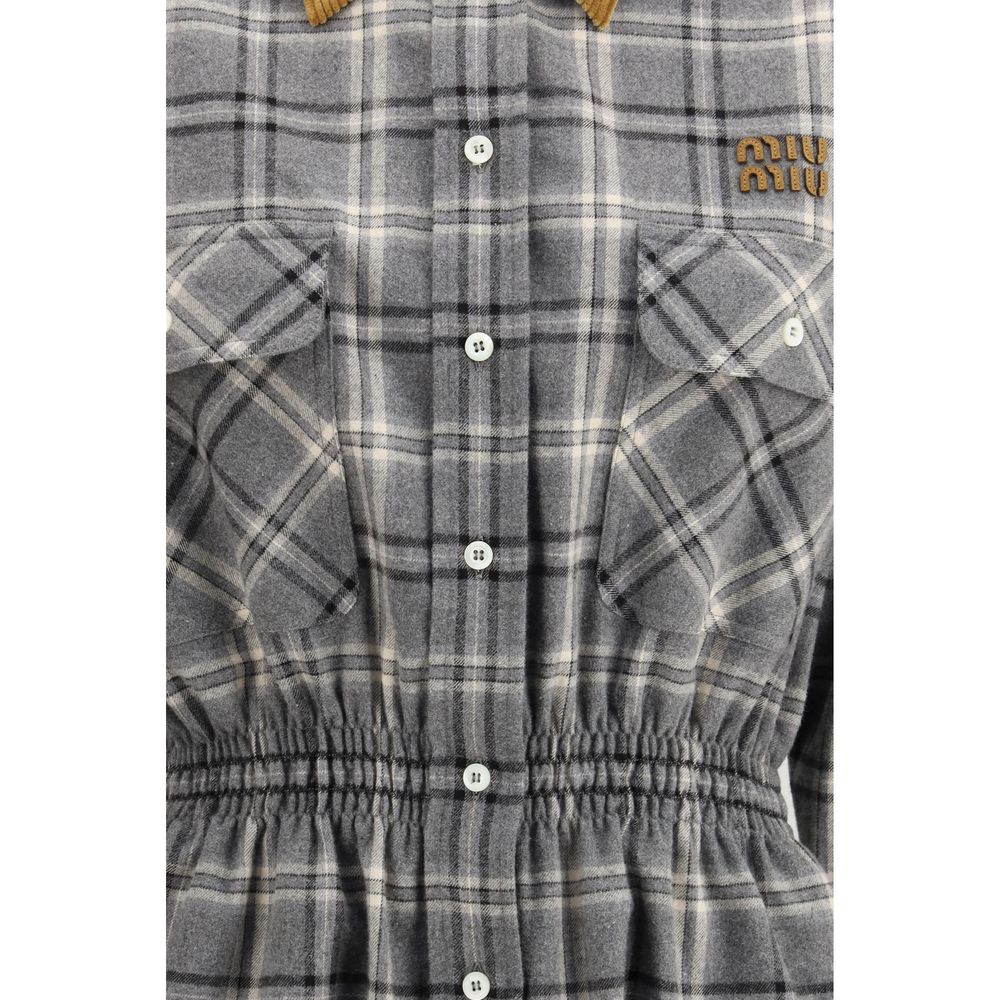 Miu Miu Grey Cotton Casual Dress