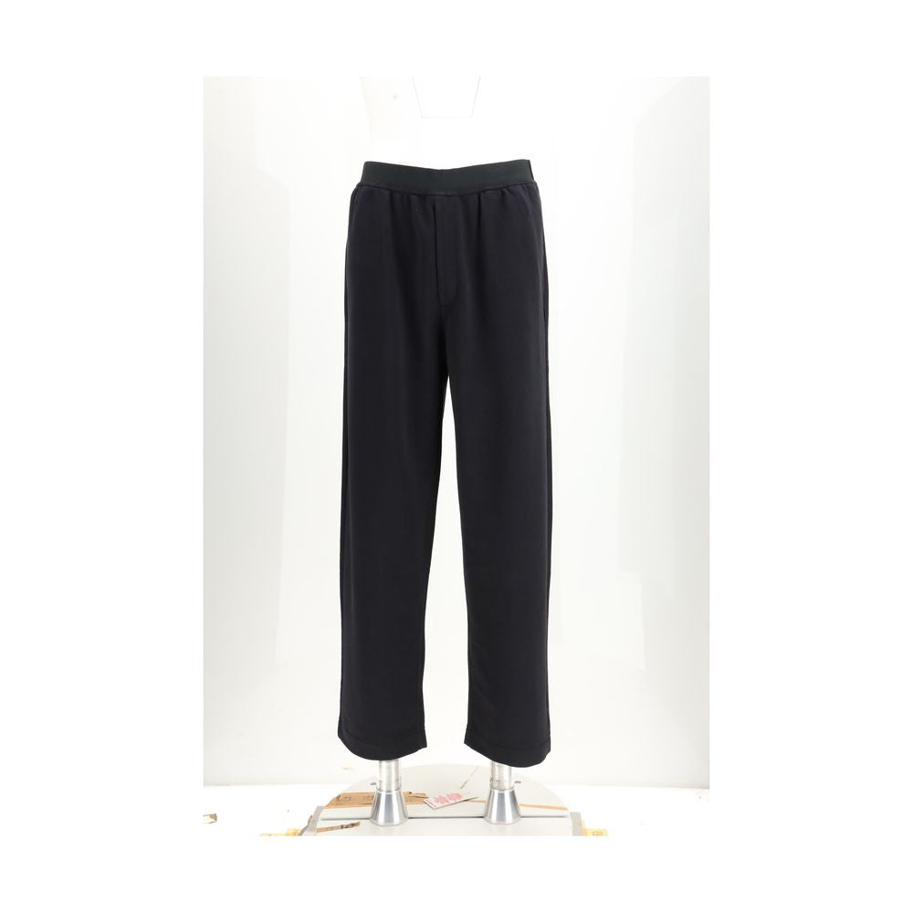 MM6 Black Cotton Casual Trousers