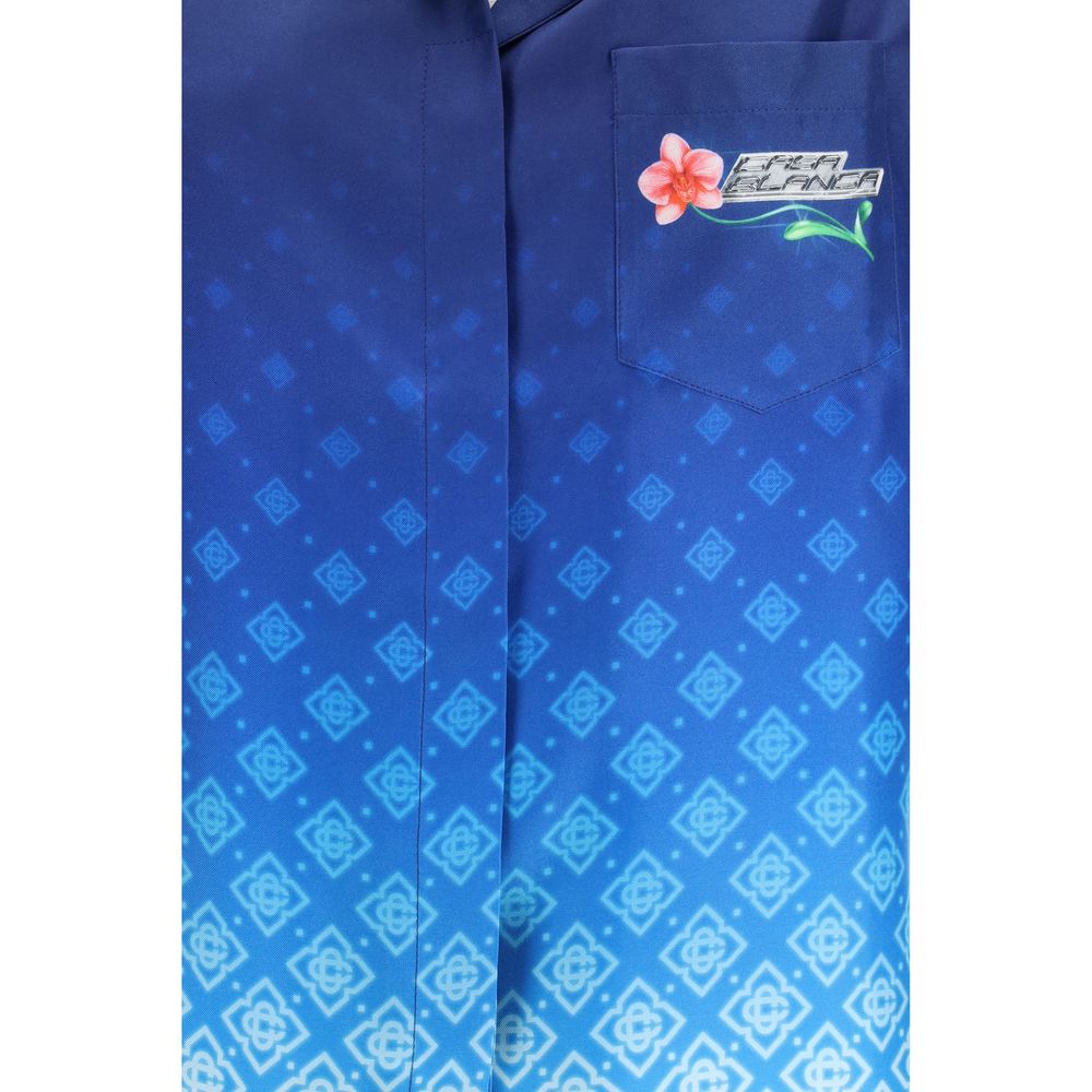 Casablanca Blaues Seidenhemd mit Muster