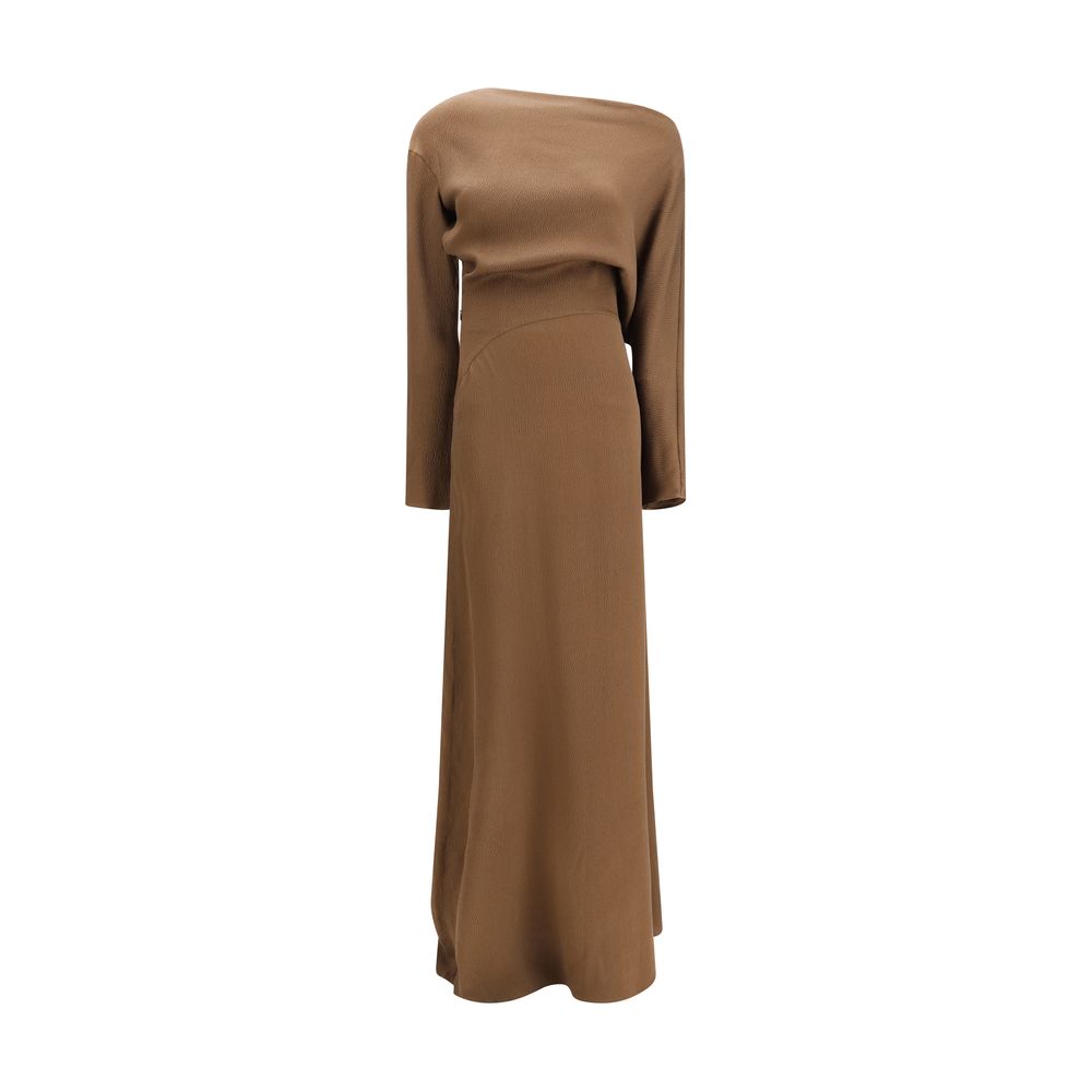 Petar Petrov Braunes Seiden-Freizeitkleid