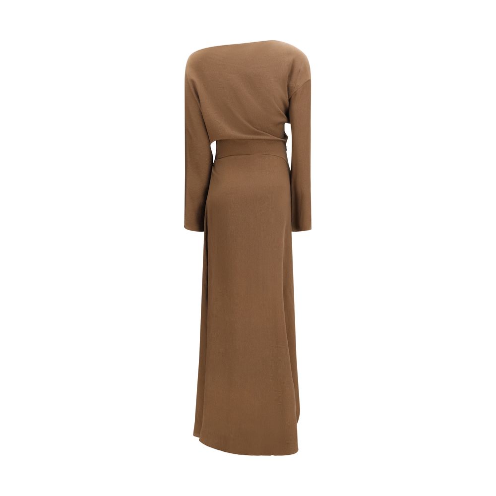 Petar Petrov Braunes Seiden-Freizeitkleid