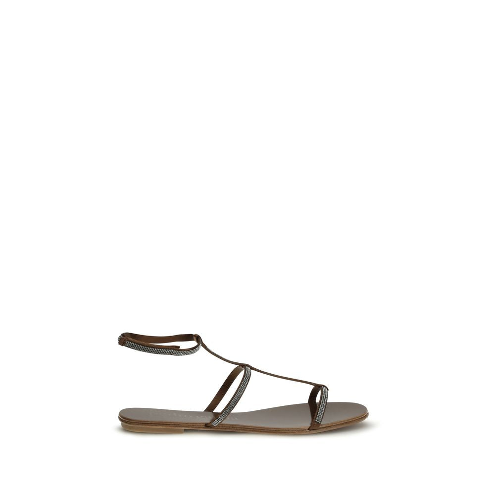 Pedro García Braune Calf Leather Bos Taurus Strap Sandals