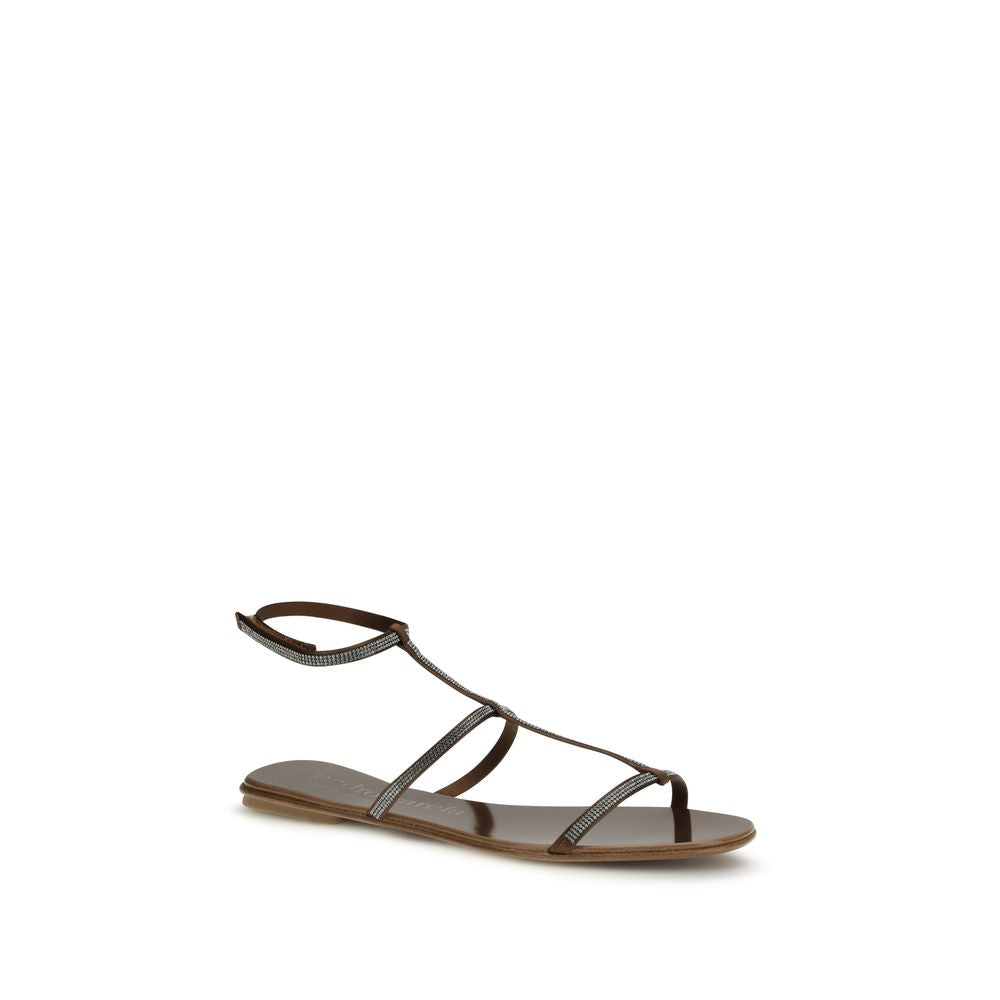 Pedro García Braune Calf Leather Bos Taurus Strap Sandals