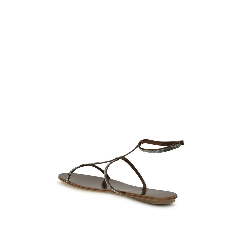 Pedro García Braune Calf Leather Bos Taurus Strap Sandals