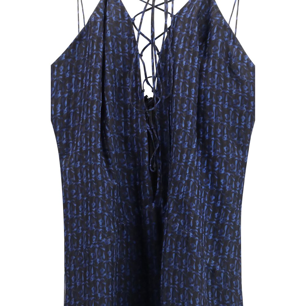 Kristina Ti Blaues Seiden-Freizeitkleid