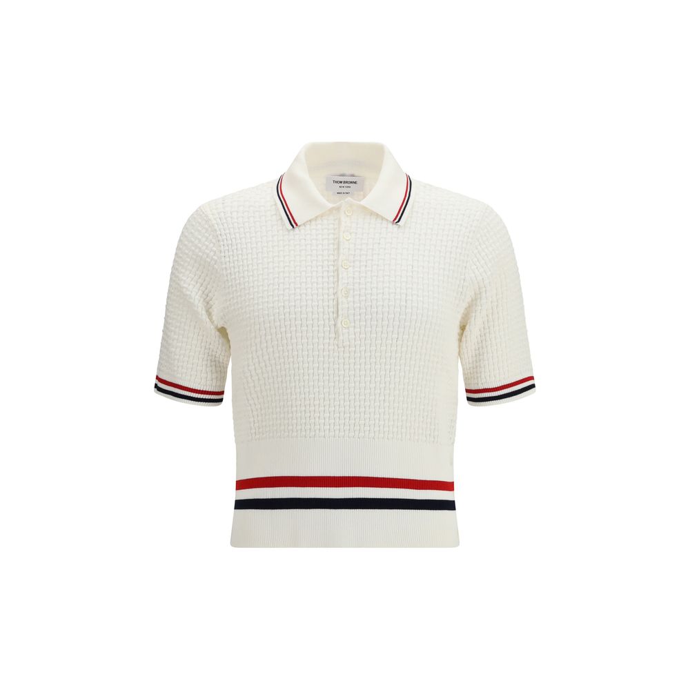 Thom Browne Weißes Poloshirt aus Baumwolle