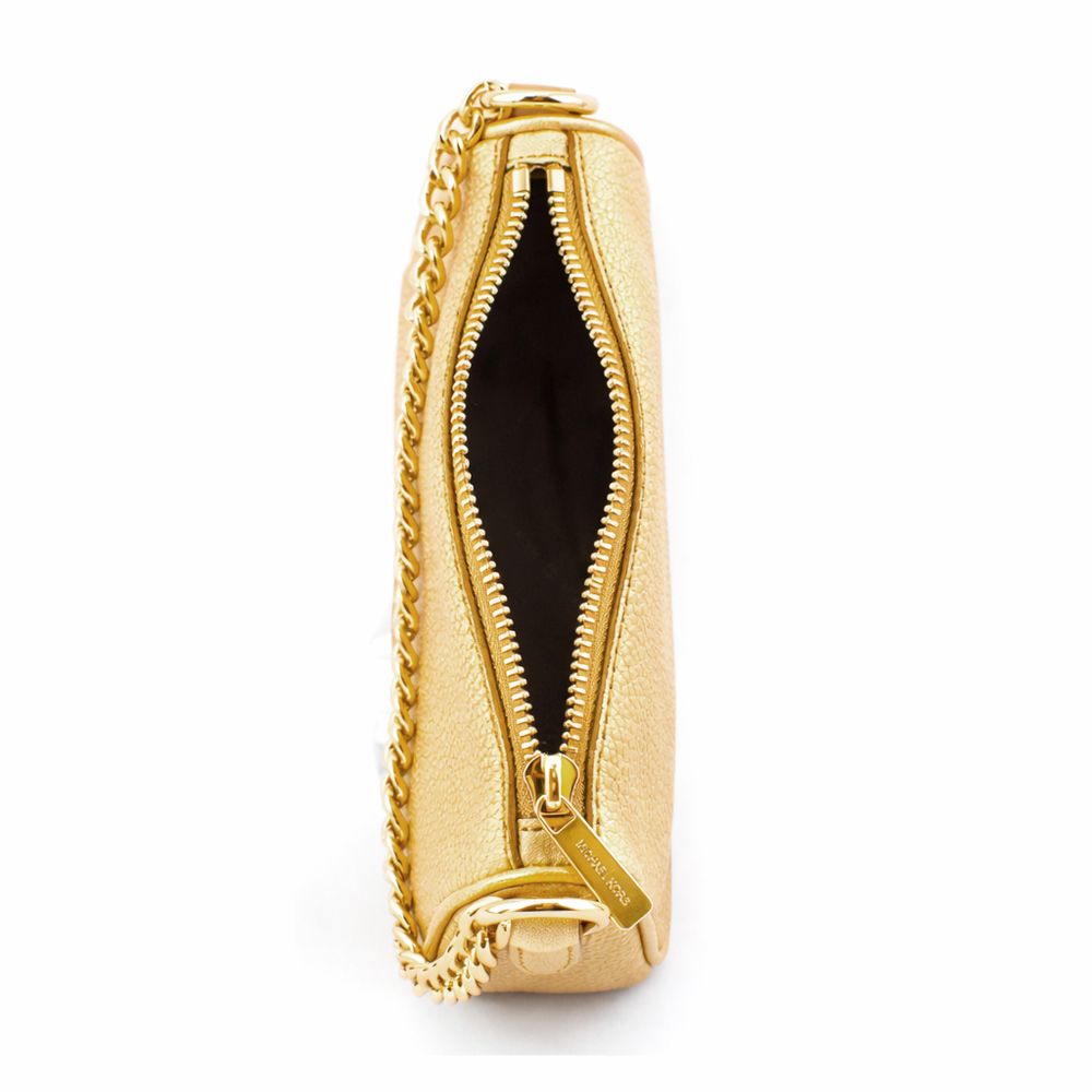 Michael Kors Goldfarbene Leder Schultertasche