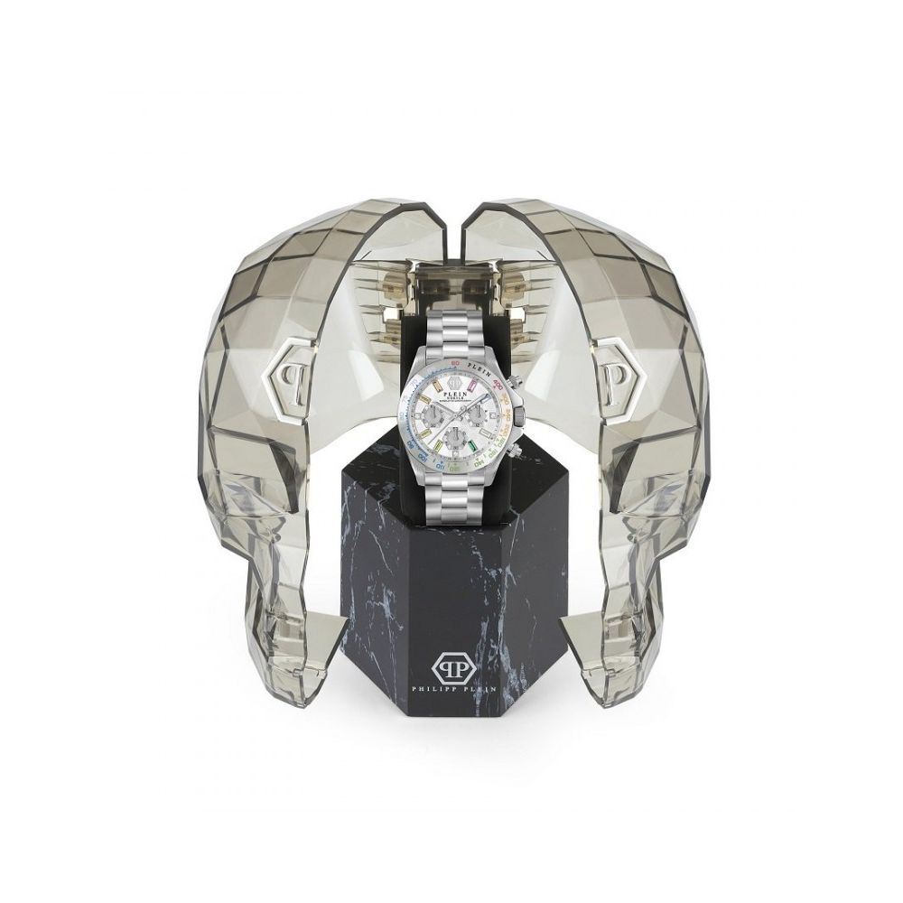 Philipp Plein Graue Edelstahl-Kleideruhr