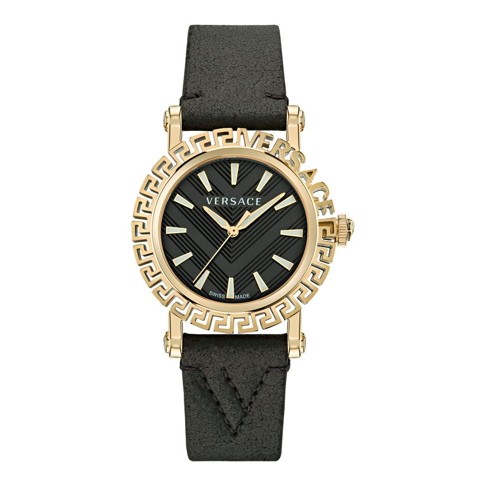 Versace Schwarze Pelz-Kleideruhr