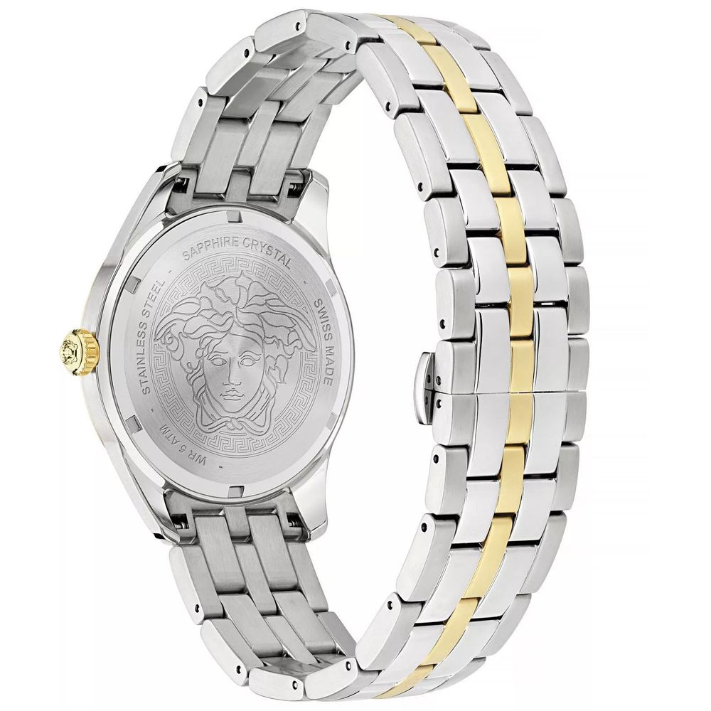Versace Graue Edelstahl-Kleideruhr