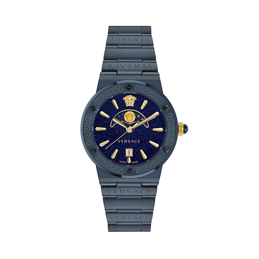 Versace Blaue Edelstahl-Kleideruhr