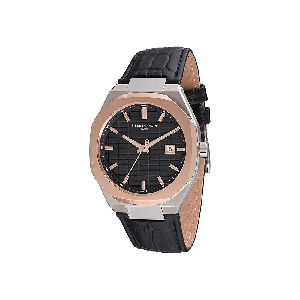 Pierre Cardin Schwarze Lederkleideruhr