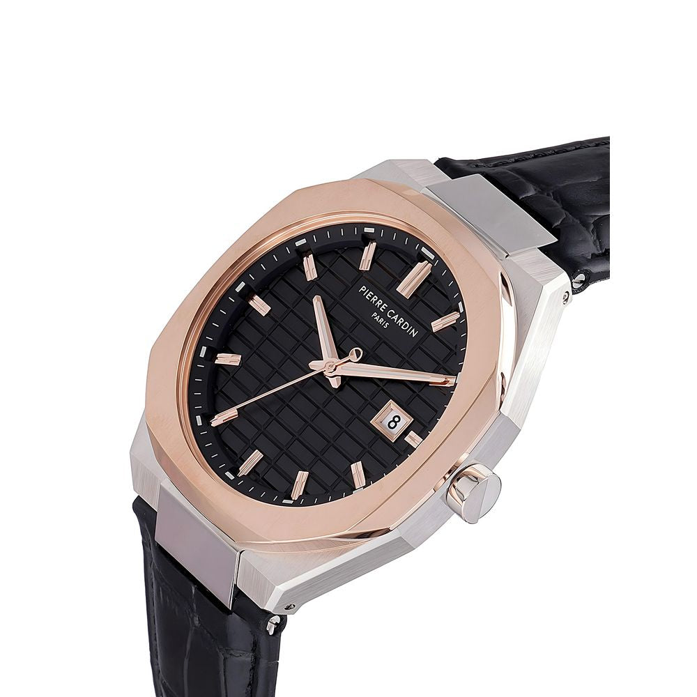 Pierre Cardin Schwarze Lederkleideruhr