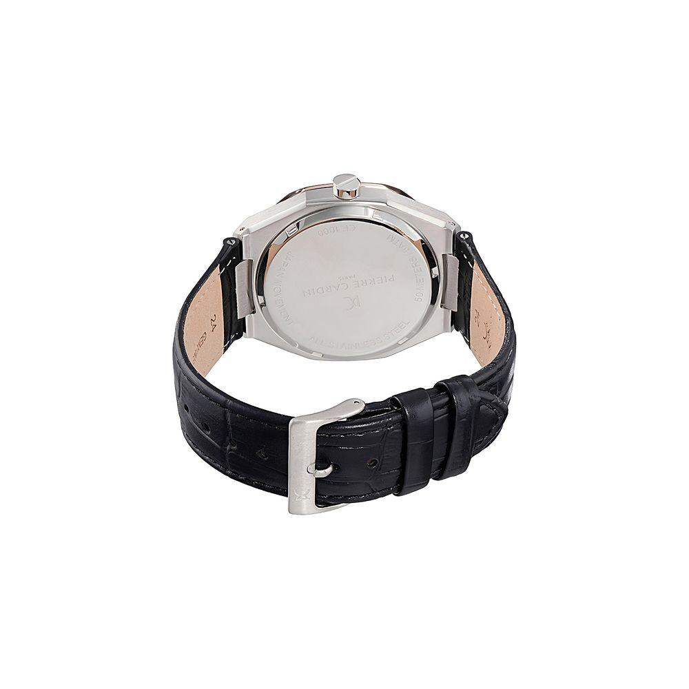 Pierre Cardin Schwarze Lederkleideruhr