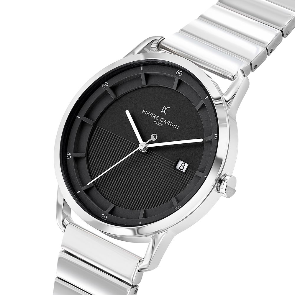 Pierre Cardin Graue Edelstahl-Kleideruhr