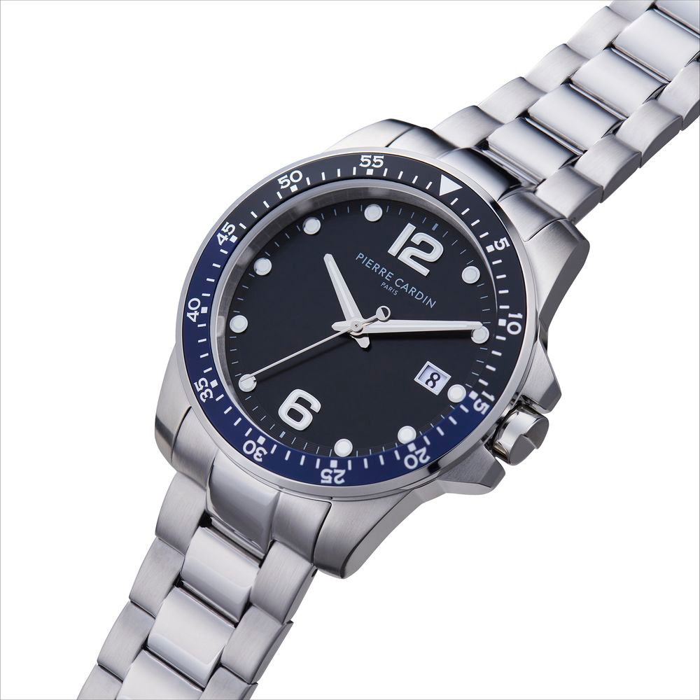 Pierre Cardin Graue Edelstahl-Kleideruhr