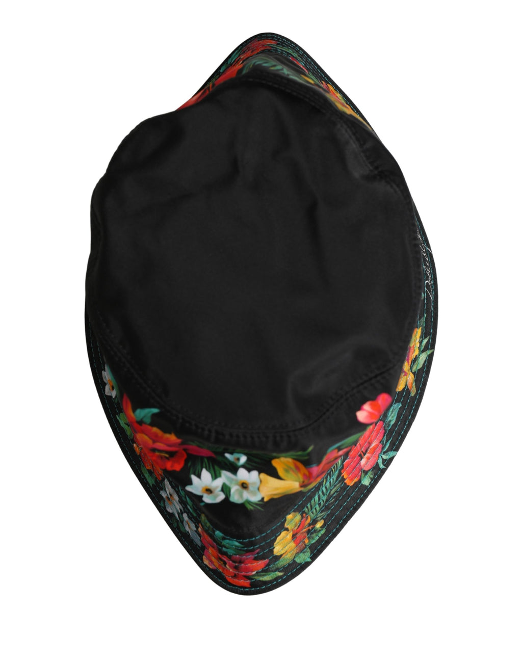 Dolce & Gabbana Men's Black Floral Print Nylon Bucket Hat
