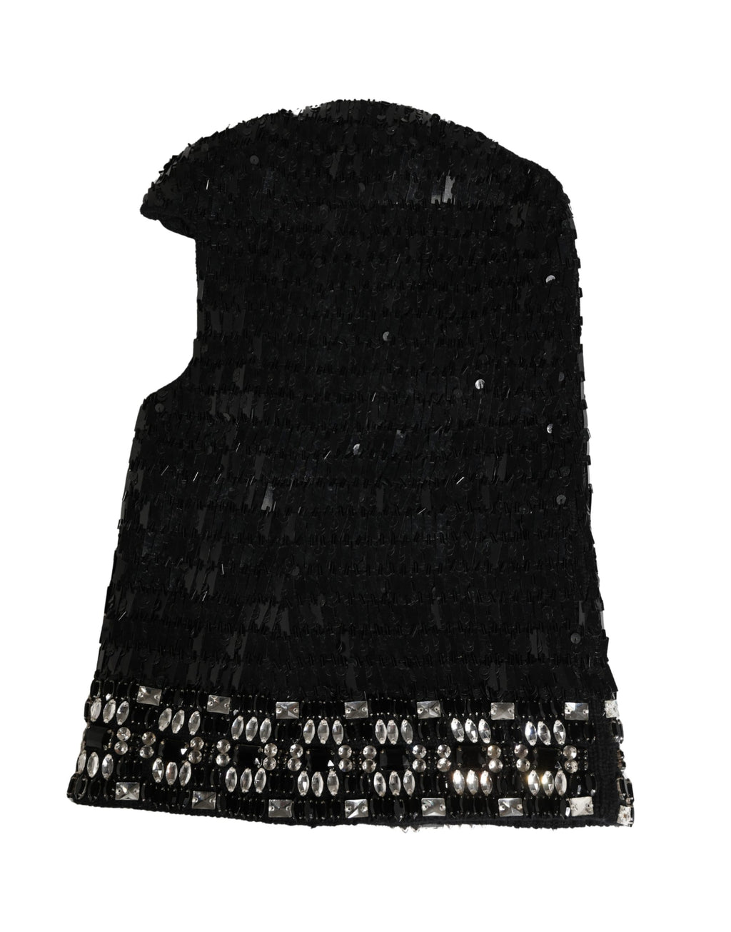 Dolce & Gabbana Black Wool Balaclava with Crystal Embellishment