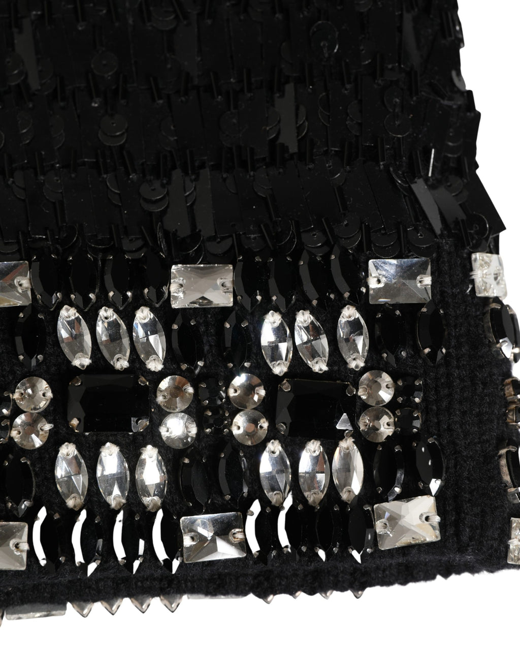 Dolce & Gabbana Black Wool Balaclava with Crystal Embellishment