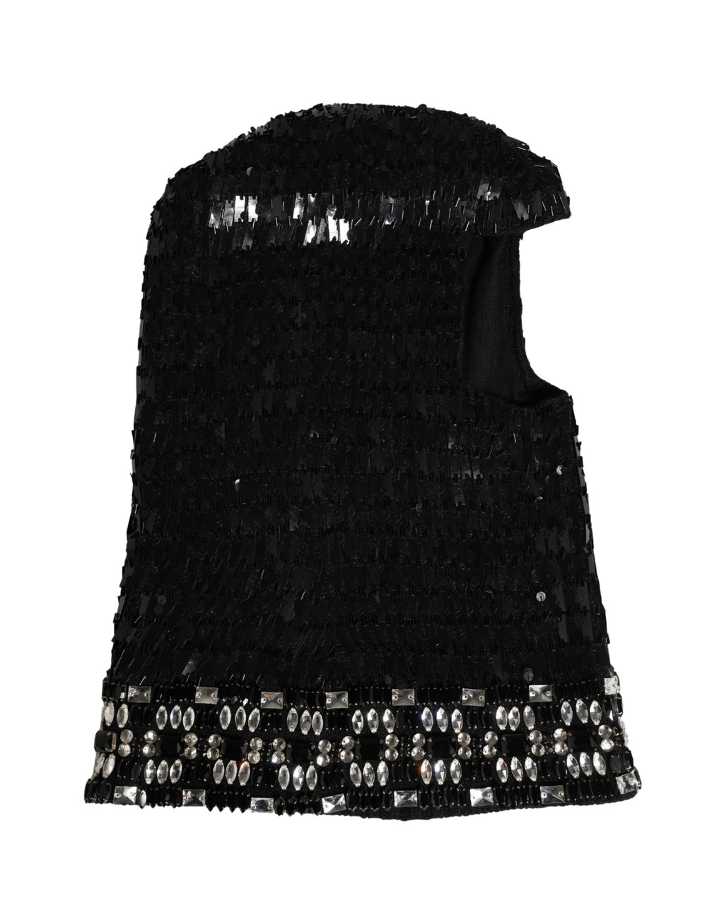Dolce & Gabbana Black Wool Balaclava with Crystal Embellishment
