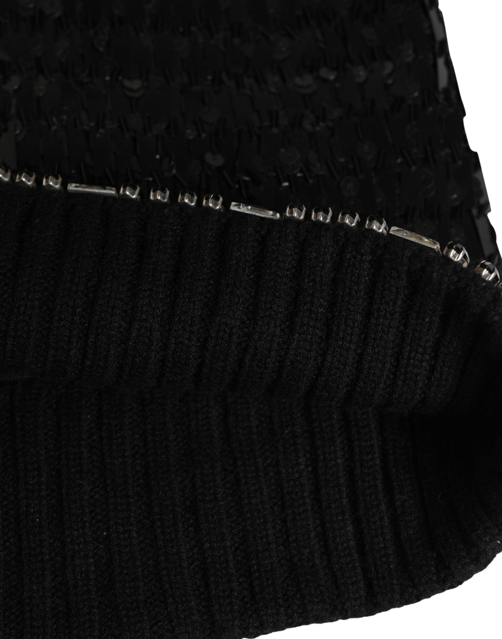 Dolce & Gabbana Black Wool Balaclava with Crystal Embellishment
