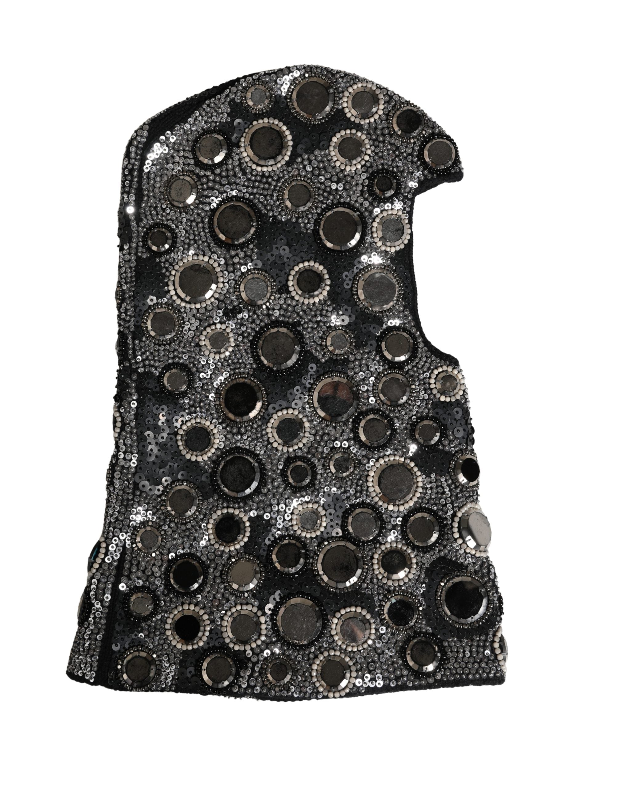 Dolce & Gabbana Black Wool Balaclava with Crystal Embellishment