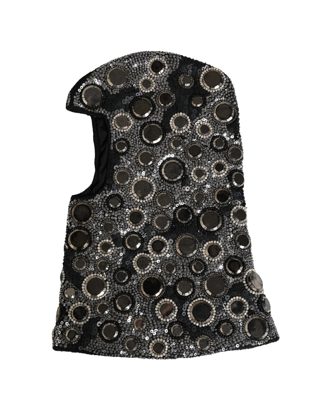 Dolce & Gabbana Black Wool Balaclava with Crystal Embellishment