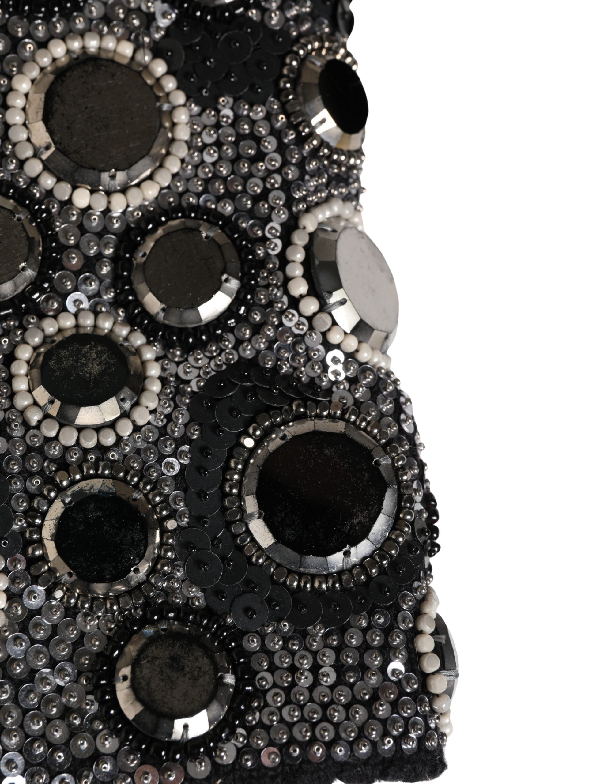 Dolce & Gabbana Black Wool Balaclava with Crystal Embellishment