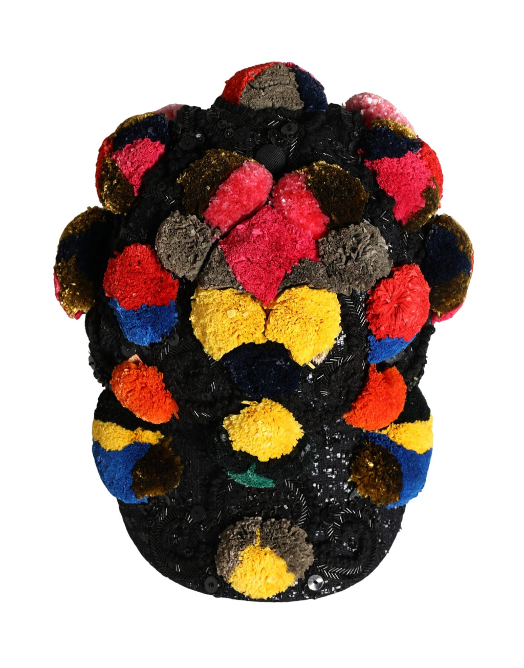 Dolce & Gabbana Hut mit mehrfarbigen Bommeln und Paillettenbesatz